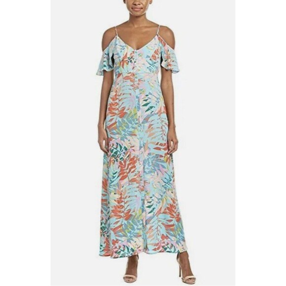 NEW BCBGMAXAZRIA COLINNE TROPICAL-PRINT MAXI DRESS Size S - Picture 1 of 6